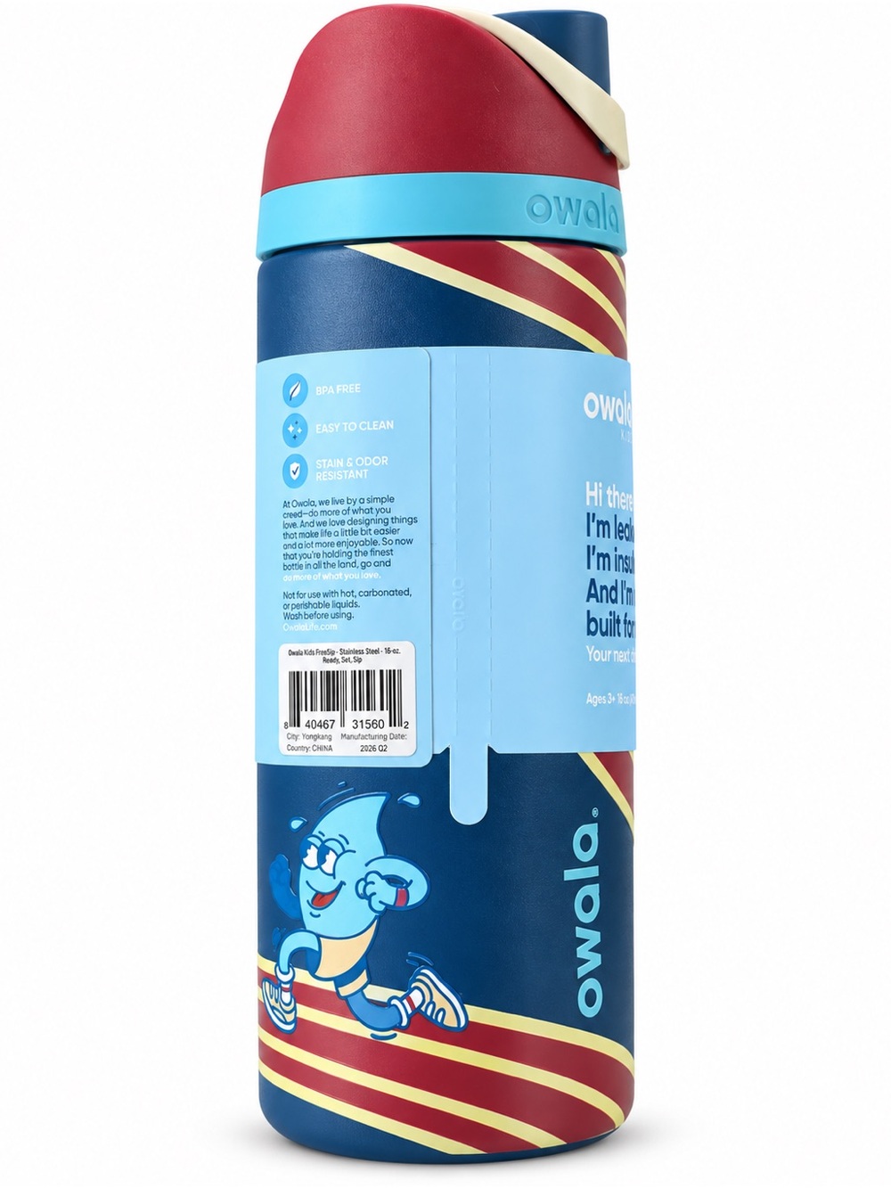 Owala Kids Water Bottle FreeSip 16 oz. Ready set sip. New